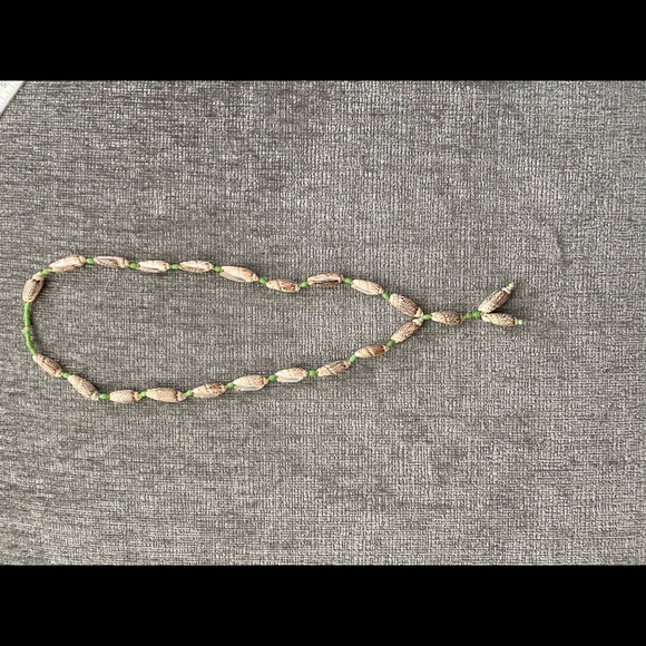 COPY - Olive Sea Shell Necklace with Green and Gold Beads - Picture 9 of 15